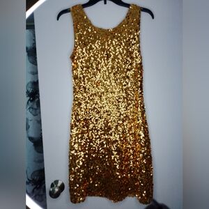 Gold Sequin Sleeveless Mini Dress